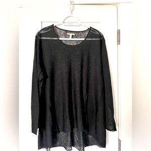 Eileen Fisher black linen tunic length sweater